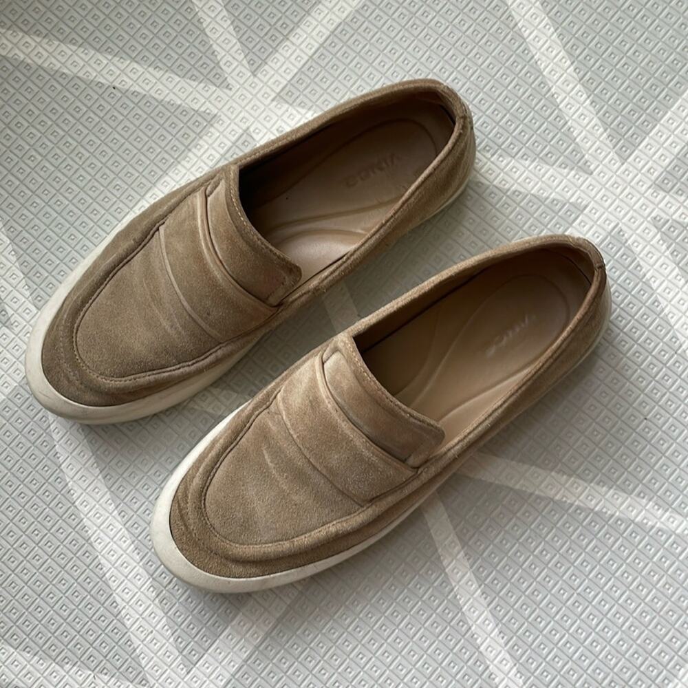 VINCE Tan Leather Suede Slip-on Sneakers | Platform Sneakers | Fall Sneakers - Picture 2 of 6